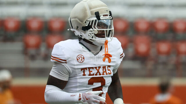AUSTIN, TX - APRIL 18: Linebacker Rasheem Biles #3 of the Texas Longhorns on the field during the Texas Longhorns Football Fan Day on April 18, 2026, at Darrell K Royal-Texas Memorial Stadium in Austin, TX.