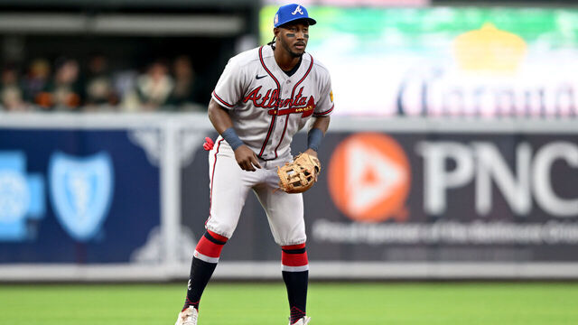 BALTIMORE, MARYLAND - JULY 24: Jorge Mateo #2 of the Atlanta Braves plays shortstop against the Baltimore Orioles at Oriole Park at Camden Yards on July 24, 2026 in Baltimore, Maryland.