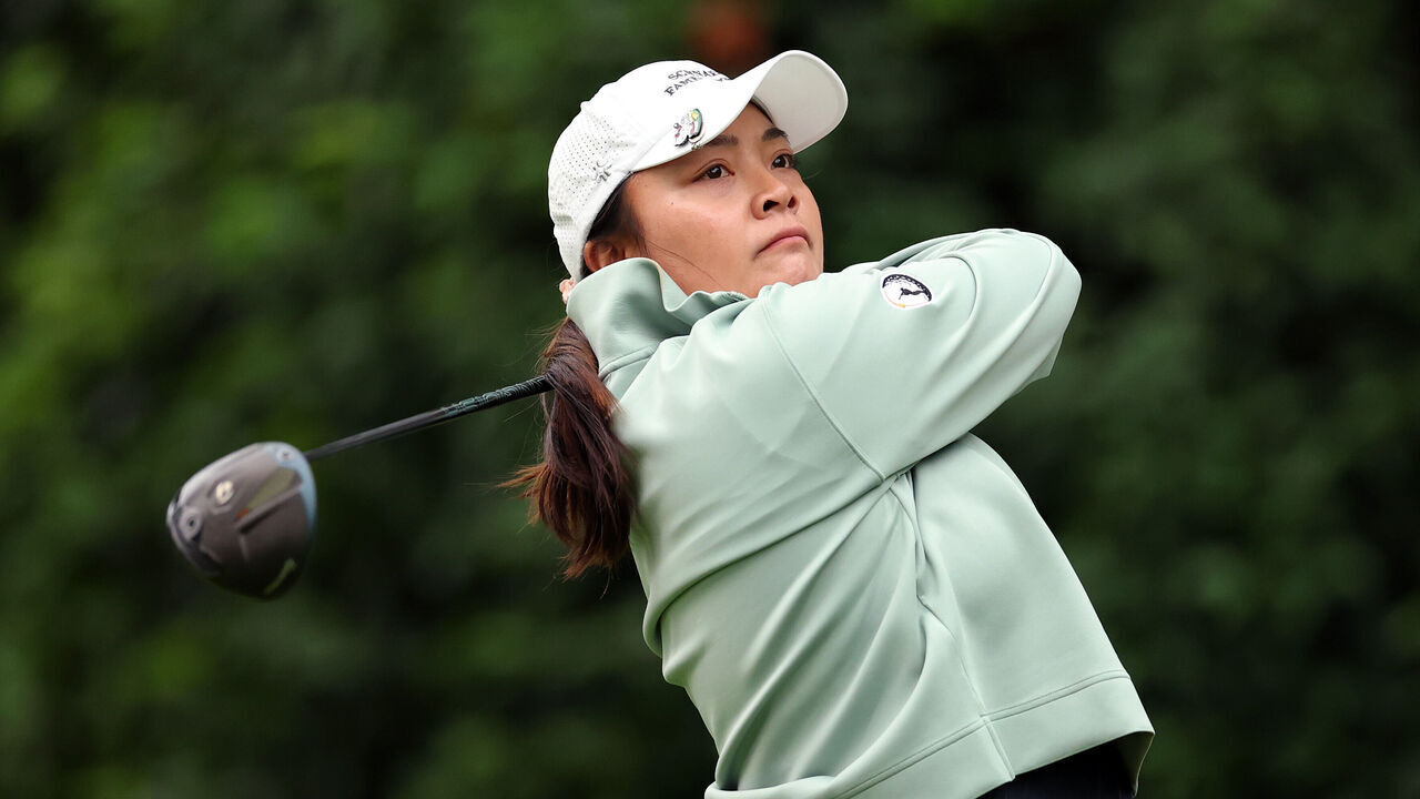 PORTLAND, OREGON - AUGUST 13: Mariel Galdiano of the United States plays her shot from the fifth tee during the first round of The Standard Portland Classic 2026 at Columbia Edgewater Country Club on August 13, 2026 in Portland, Oregon.