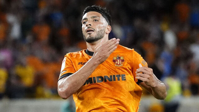 Wolverhampton Wanderers' Raul Jimenez celebrates scoring their side's second goal of the game from the penalty spot during the Sky Bet Championship match at Molineux Stadium, Wolverhampton. Picture date: Friday August 14, 2026.