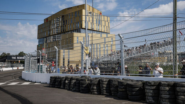 MARKHAM, CANADA - AUGUST 14: Fans photograph track construction during the NTT INDYCAR Series NTT INDYCAR Series Ontario Honda Dealers INDY at Markham on August 14, 2026 in Markham, Ontario.