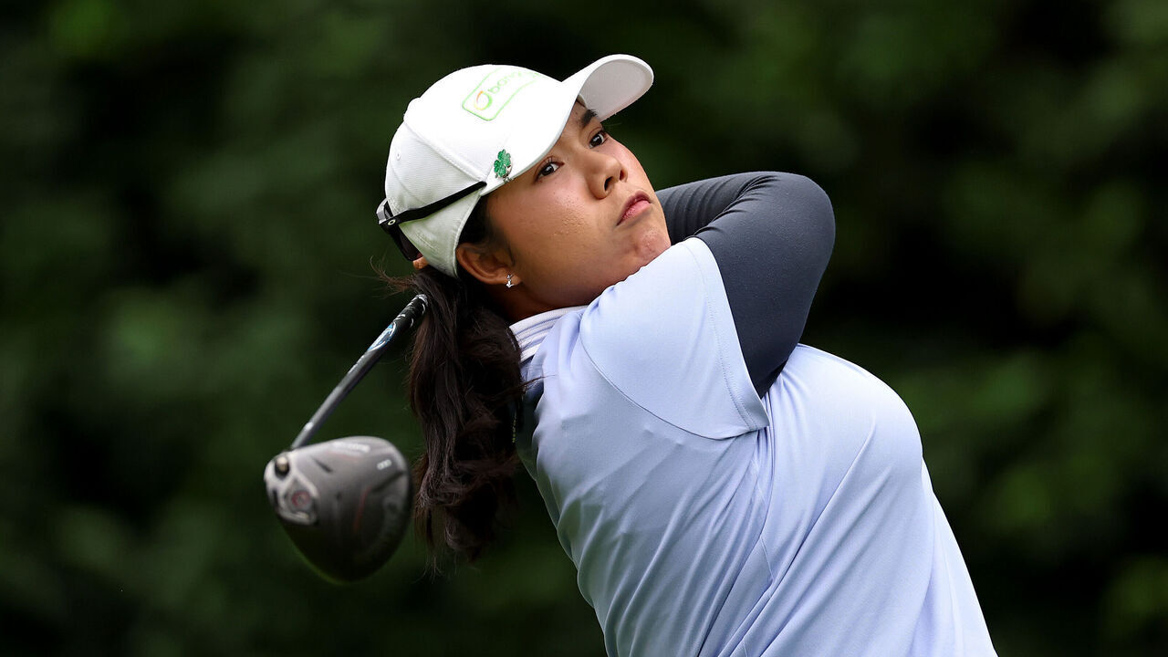 PORTLAND, OREGON - AUGUST 14: Arpichaya Yubol of Thailand plays her shot from the fifth tee during the second round of The Standard Portland Classic 2026 at Columbia Edgewater Country Club on August 14, 2026 in Portland, Oregon.