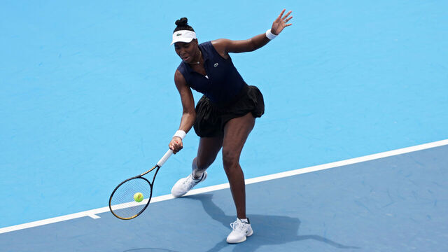 MASON, OHIO - AUGUST 14: Venus Williams of the United States plays a forehand during their match against Emilia Arango of Colombia during day four of the Cincinnati Open at the Lindner Family Tennis Center on August 14, 2026 in Mason, Ohio.