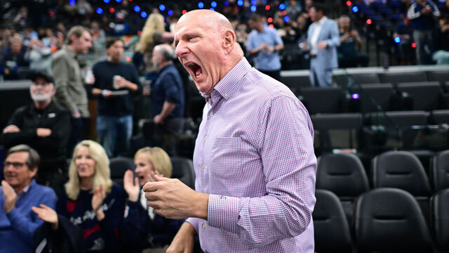 INGLEWOOD, CALIFORNIA - FEBRUARY 4: Los Angeles Clippers owner Steve Balmer before a game against the Cleveland Cavaliers at Intuit Dome on February 4, 2026 in Inglewood, California.