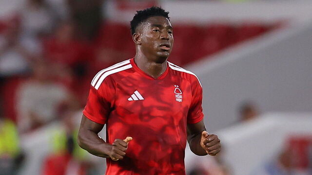 Nottingham, United Kingdom - August 12: Taiwo Awoniyi of Nottingham Forest during the during the pre-season friendly match between Nottingham Forest and Bayer Leverkusen at City Ground on August 12, 2026 in Nottingham, England.