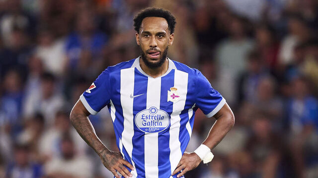 LA CORUNA, SPAIN - AUGUST 17: Pierre-Emerick Aubameyang of RC Deportivo A Coruna looks on during the LaLiga EA Sports 2026/27 match between RC Deportivo de A Coruna and Elche CF at Abanca-Riazor on August 17, 2026 in La Coruna, Spain.