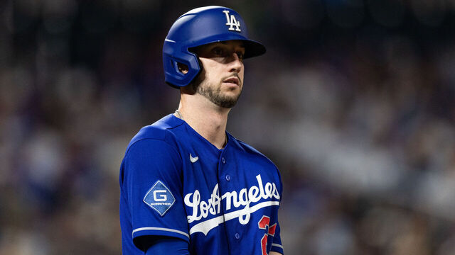 NEW YORK, NEW YORK - JULY 25: Kyle Tucker #23 of the Los Angeles Dodgers looks on during the sixth inning of the game against the New York Mets at Citi Field on July 25, 2026 in New York City.