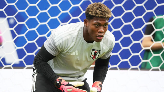 HOUSTON, TEXAS - JUNE 29: Zion Suzuki warms up looks on prior to the FIFA World Cup 2026 Round Of 32 match between Brazil and Japan at Houston Stadium on June 29, 2026 in Houston, Texas.