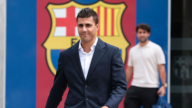 BARCELONA, SPAIN - AUGUST 18: Rodri leaves the FC barcelona offices ahead of the official presentation as new player of FC Barcelona at Spotify Camp Nou on August 18, 2026 in Barcelona, Spain.