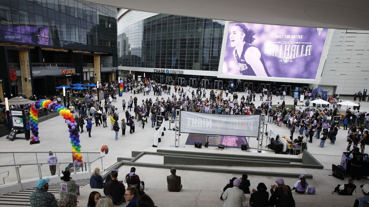 Exterior of Chase Center prior to the Golden State Valkyries game against the Atlanta Dream during Pride Night at Chase Center in San Francisco on Friday, June 26, 2026.