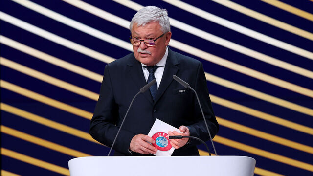BRUSSELS, BELGIUM - FEBRUARY 12: Sandor Csanyi, FIFA Vice-President and UEFA Treasurer, speaks during the 50th UEFA Ordinary Congress Meeting at Brussels Expo on February 12, 2026 in Brussels, Belgium.