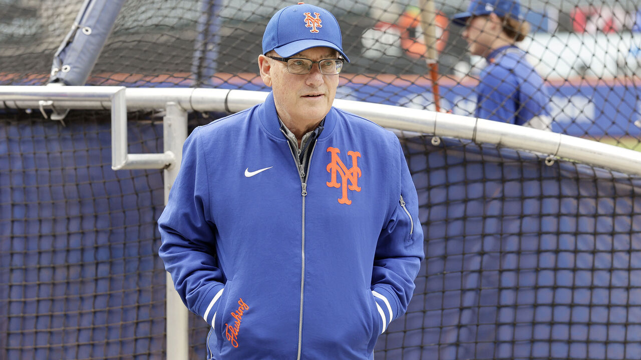 NEW YORK, NEW YORK - APRIL 22: New York Mets owner Steve Cohen looks on as his team takes batting practice before a game against the Minnesota Twins at Citi Field on April 22, 2026 in New York City.