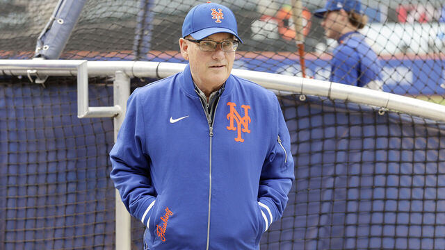 NEW YORK, NEW YORK - APRIL 22: New York Mets owner Steve Cohen looks on as his team takes batting practice before a game against the Minnesota Twins at Citi Field on April 22, 2026 in New York City.