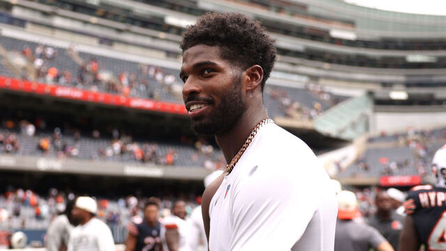 CHICAGO, ILLINOIS - AUGUST 15: Shedeur Sanders #2 of the Cleveland Browns looks on after a preseason game against the Chicago Bears at Soldier Field on August 15, 2026 in Chicago, Illinois.