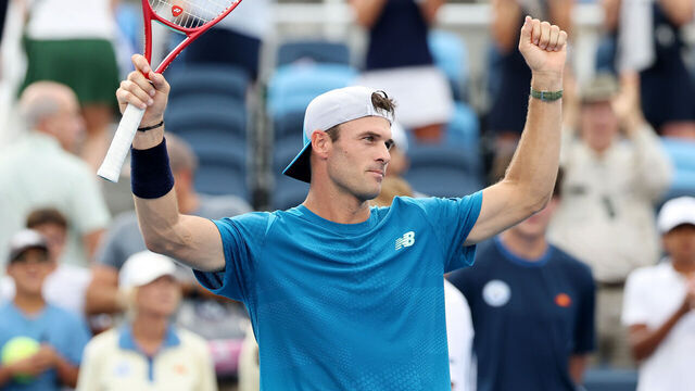 MASON, OHIO - AUGUST 19: Tommy Paul of the United States celebrates match point against Alexander Zverev of Germany on day nine of the Cincinnati Open at Lindner Family Tennis Center on August 19, 2026 in Mason, Ohio.