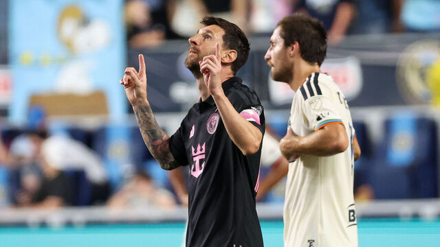 CHESTER, PENNSYLVANIA - AUGUST 19: Lionel Messi #10 of Inter Miami CF reacts after scoring against the Philadelphia Union during the first half at Subaru Park on August 19, 2026 in Chester, Pennsylvania.