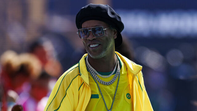 EAST RUTHERFORD, NEW JERSEY - JULY 19: Former Brazilian player Ronaldinho is seen during the halftime show of the FIFA World Cup 2026 Final match between Spain and Argentina at New York New Jersey Stadium on July 19, 2026 in East Rutherford, United States.
