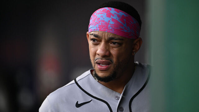 WASHINGTON, DC - JULY 24: Ketel Marte #4 of the Arizona Diamondbacks takes a breather in the dugout against the Washington Nationals at Nationals Park on July 24, 2026 in Washington, DC.