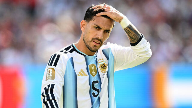 EAST RUTHERFORD, NEW JERSEY - JULY 19: Leandro Paredes of Argentina disappointment during the FIFA World Cup 2026 Final match between Spain and Argentina at New York New Jersey Stadium on July 19, 2026 in East Rutherford, New Jersey.