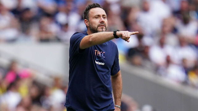 Roberto De Zerbi, manager of Tottenham Hotspur, is pictured during the pre-season friendly match between Tottenham Hotspur and Hoffenheim at Tottenham Hotspur Stadium in London, United Kingdom, on August 15, 2026.