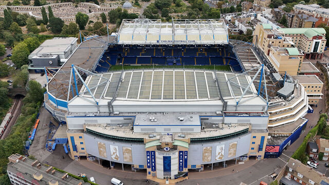 An aerial view of Stamford Bridge, home of Chelsea FC. Picture date: Thursday August 6, 2026.