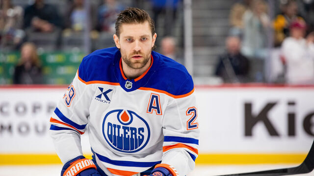 DENVER, COLORADO - MARCH 10: Leon Draisaitl #29 of the Edmonton Oilers skates in warmups ahead of the game against the Colorado Avalanche at Ball Arena on March 10, 2026 in Denver, Colorado.