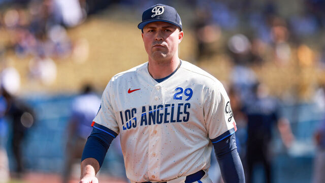 LOS ANGELES, CA - AUGUST 22: Tarik Skubal #29 of the Los Angeles Dodgers takes the field prior to the game between the Pittsburgh Pirates and the Los Angeles Dodgers at UNIQLO Field at Dodger Stadium on Saturday, August 22, 2026 in Los Angeles, California.