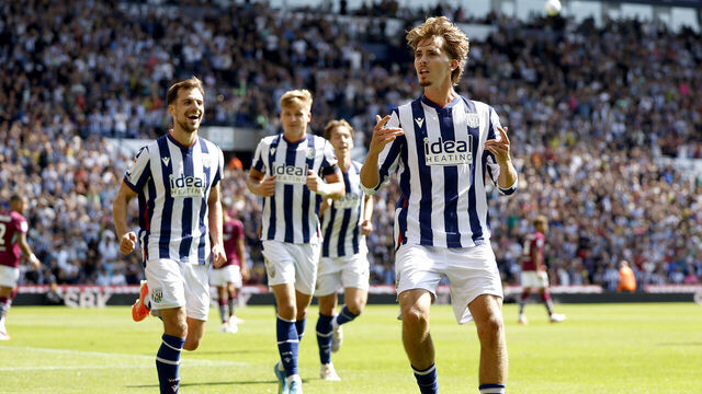 WEST BROMWICH, ENGLAND - AUGUST 23: Isaac Price of West Bromwich Albion celebrates after scoring a goal to make it 3-1 from a penalty during the Sky Bet Championship 2026/27 match between West Bromwich Albion and Burnley at The Hawthorns on August 23, 2026 in West Bromwich, United Kingdom.