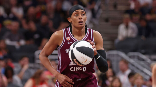 INDIANAPOLIS, IN - JUNE 16: Brittney Sykes #20 of the Toronto Tempo handles the ball during the game against the Indiana Fever during the 2026 WNBA Commissioner's Cup on June 16, 2026 at Gainbridge Fieldhouse in Indianapolis, Indiana. Mandatory Copyright Notice: Copyright 2026 NBAE