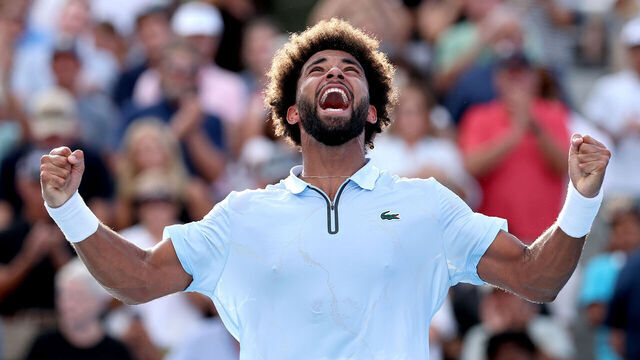 MASON, OHIO - AUGUST 23: Arthur Fils of France celebrates his win against Francis Tiafoe of the United States during the Men's Final on day twelve of the Cincinnati Open at the Lindner Family Tennis Center on August 23, 2026 in Mason, Ohio.
