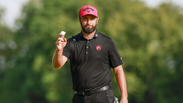WESTFIELD, INDIANA - AUGUST 23: Jon Rahm of Legion XIII salutes the fans after his birdie on the 18th hole during day four of LIV Golf Indianapolis at The Club at Chatham Hills on August 23, 2026 in Westfield, Indiana.