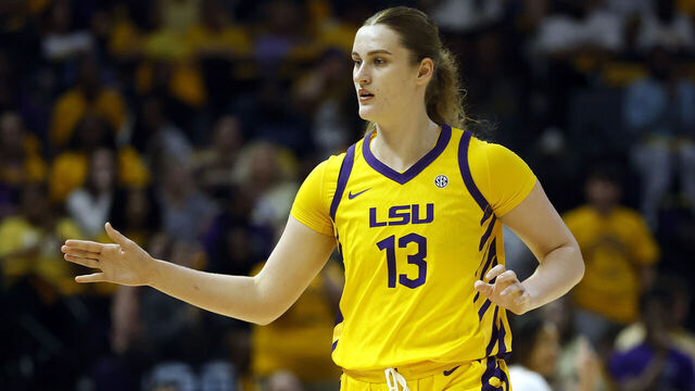 BATON ROUGE, LOUISIANA - FEBRUARY 26: Kate Koval #13 of the LSU Tigers walks backcourt during the first half of a game against the Tennessee Lady Volunteers at Pete Maravich Assembly Center on February 26, 2026 in Baton Rouge, Louisiana.
