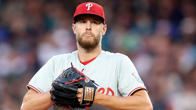 SEATTLE, WASHINGTON - AUGUST 24: Zack Wheeler #45 of the Philadelphia Phillies looks on during the third inning against the Seattle Mariners at T-Mobile Park on August 24, 2026 in Seattle, Washington.