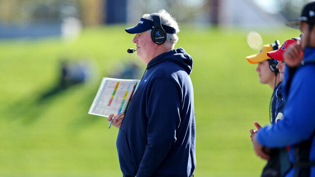 AKRON, OH - NOVEMBER 02: Akron Zips head coach Joe Moorhead on the sideline during the third quarter of the college football game between the Buffalo Bulls and Akron Zips on November 2, 2024, at Summa Field at InfoCision Stadium in Akron, OH.