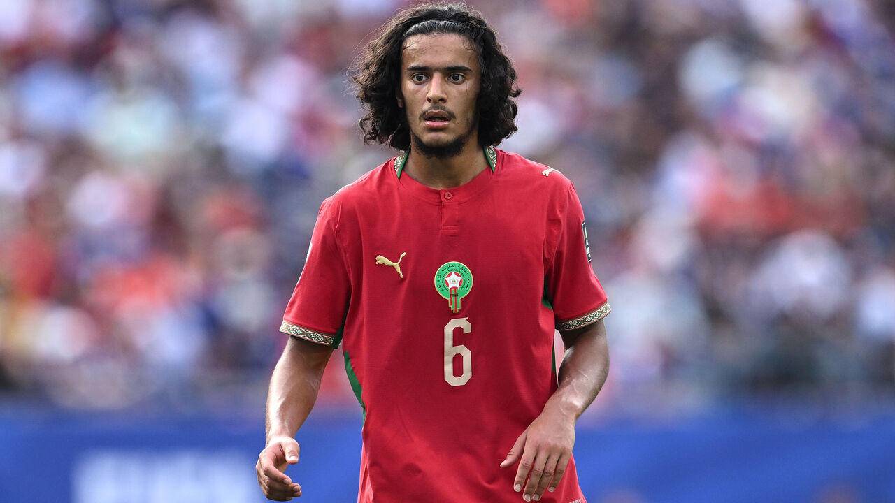 FOXBOROUGH, MASSACHUSETTS - JULY 09: Ayyoub Bouaddi of Morocco looks during the FIFA World Cup 2026 Quarter Final match between France and Morocco at Boston Stadium on July 09, 2026 in Foxborough, Massachusetts.