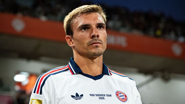 SEOGWIPO, SOUTH KOREA - AUGUST 04: Joao Palhinha of FC Bayern Muenchen walks out onto the pitch prior to the Audi Football Summit 2026 match between FC Bayern München and Jeju at Jeju World Cup Stadium on August 04, 2026 in Seogwipo, South Korea.