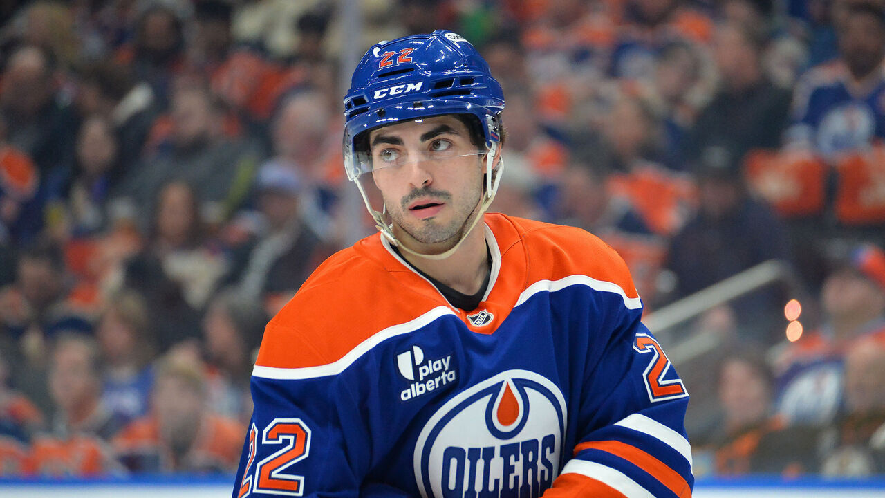 EDMONTON, CANADA - APRIL 22: Matt Savoie #22 of the Edmonton Oilers in action during Game Two of the First Round of the 2026 Stanley Cup Playoffs against the Anaheim Ducks at Rogers Place on April 22, 2026, in Edmonton, Alberta, Canada.