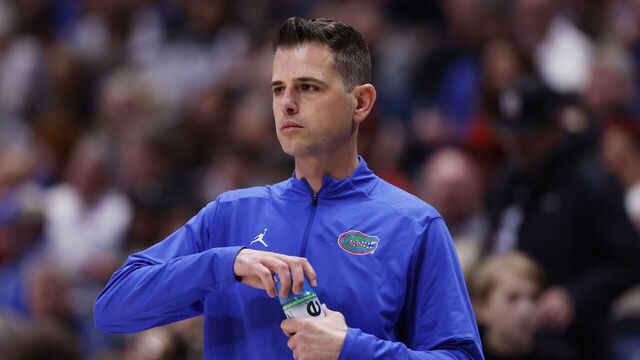 NASHVILLE, TENNESSEE - MARCH 14: Head Coach Todd Golden of the Florida Gators reacts during the first half in the semifinal game of the 2026 SEC Men's Basketball Tournament against the Vanderbilt Commodores at Bridgestone Arena on March 14, 2026 in Nashville, Tennessee.