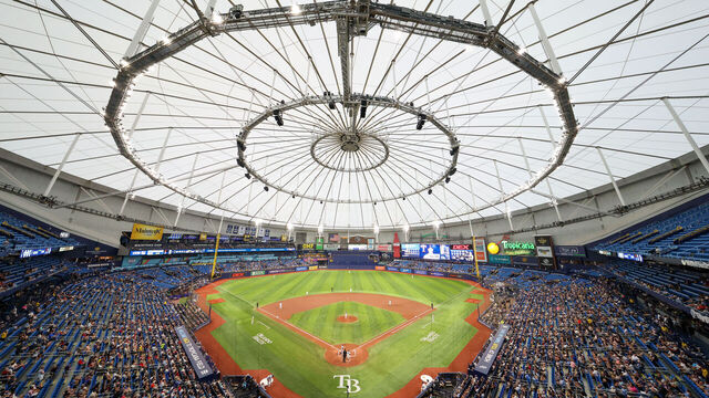 ST. PETERSBURG, FL - JULY 29: A general view of Tropicana Field during the game between the Texas Rangers and the Tampa Bay Rays on Wednesday, July 29, 2026 in St. Petersburg, Florida.