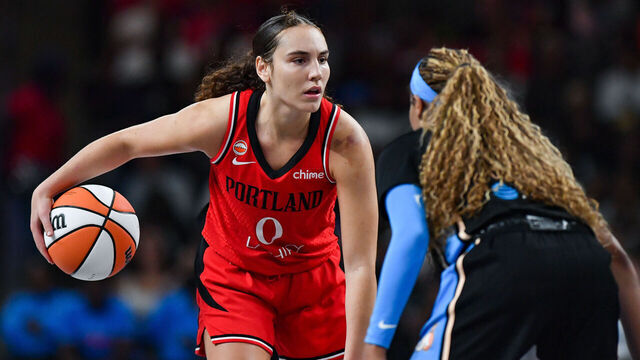 COLLEGE PARK, GA - AUGUST 28: Carla Leite #0 of Portland looks to pass during the WNBA game between the Portland Fire and the Atlanta Dream on August 28th, 2026 at the Gateway Center in College Park, GA.