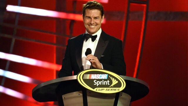 LAS VEGAS, NV - DECEMBER 04: Actor Tom Cruise introduces NASCAR Sprint Cup Series driver Jeff Gordon during the 2015 NASCAR Sprint Cup Series Awards show at Wynn Las Vegas on December 4, 2015 in Las Vegas, Nevada.