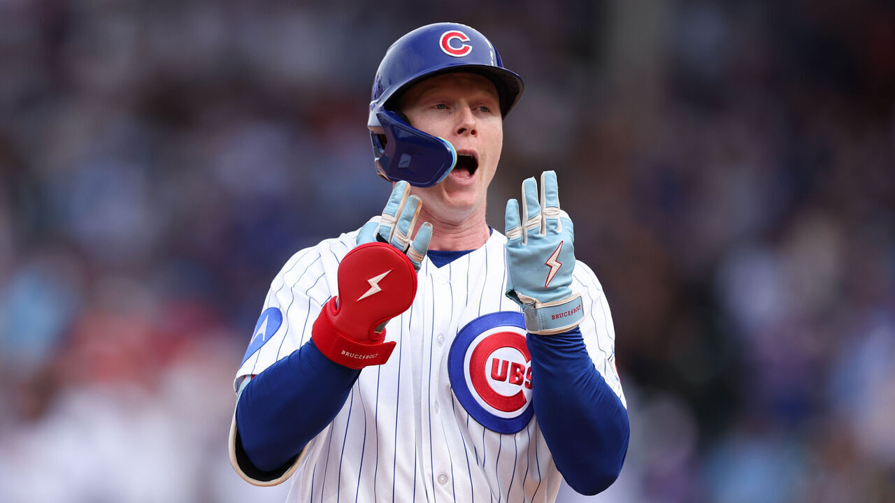 CHICAGO, ILLINOIS - AUGUST 29: Pete Crow-Armstrong #4 of the Chicago Cubs celebrates his third home run against the Cincinnati Reds during the seventh inning at Wrigley Field on August 29, 2026 in Chicago, Illinois.