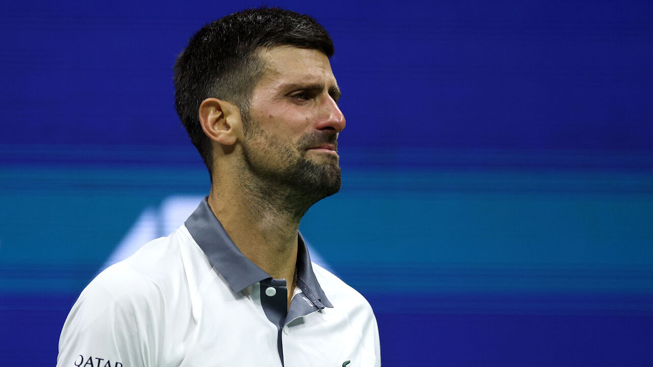 NEW YORK NEW YORK - AUGUST 30: Novak Djokovic of Serbia reacts against Mariano Navone of Argentina during their Men's Singles First Round match on Day One of the 2026 US Open at USTA Billie Jean King National Tennis Center on August 30, 2026 in the Flushing neighborhood of the Queens borough of New York City.