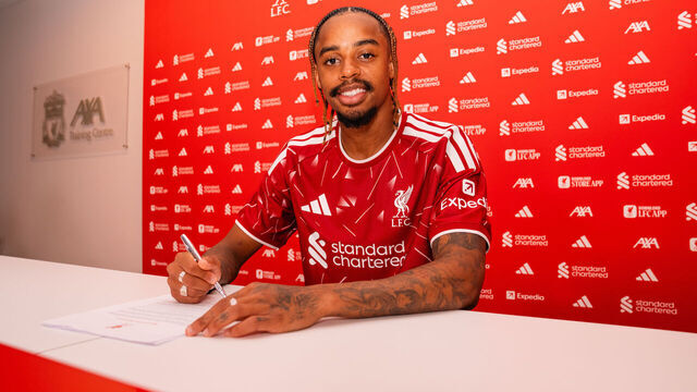 KIRKBY, ENGLAND - AUGUST 30: (THE SUN OUT, THE SUN ON SUNDAY OUT) Bradley Barcola new signing of Liverpool at AXA Training Centre on August 30, 2026 in Kirkby, England.
