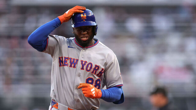 CHICAGO, ILLINOIS - AUGUST 22: Luis Robert Jr. #88 of the New York Mets celebrates hitting a two-run home run during the third inning against the Chicago White Sox at Rate Field on August 22, 2026 in Chicago, Illinois.