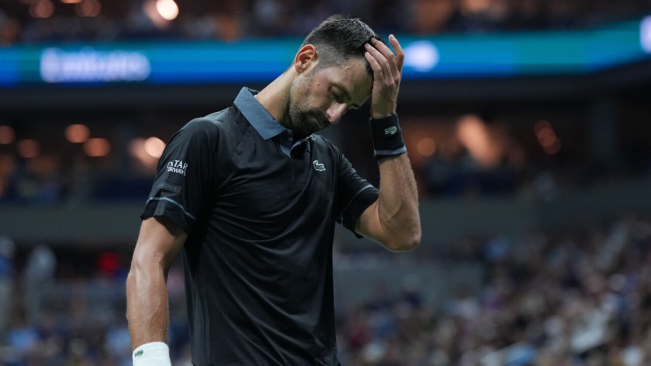 Tennis: US Open: Novak Djokovic of Serbia in action, reacts on the court vs Mariano Navone of Argentina during a Men's Singles First Round match at USTA Billie Jean King National Tennis Center. Flushing, NY 8/30/2026 CREDIT: Erick W. Rasco