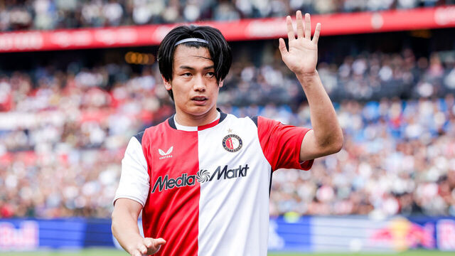 ROTTERDAM, NETHERLANDS - AUGUST 30: Ayase Ueda of Feyenoord during the Dutch Eredivisie match between Feyenoord v ADO Den Haag at the Stadium Feijenoord on August 30, 2026 in Rotterdam Netherlands