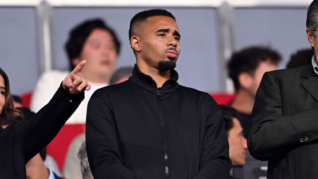 BARCELONA, SPAIN - AUGUST 31: Gabriel Jesus of FC Barcelona looks on from the stands before the LaLiga EA Sports 2026/27 match between FC Barcelona and Rayo Vallecano de Madrid at Spotify Camp Nou on August 31, 2026 in Barcelona, Spain.