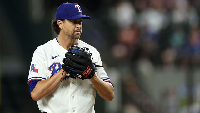 ARLINGTON, TEXAS - AUGUST 31: Jacob Degrom #48 of the Texas Rangers throws a pitch during the second inning against the Athletics at Globe Life Field on August 31, 2026 in Arlington, Texas.