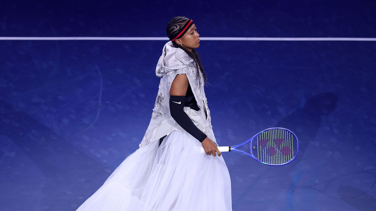NEW YORK, NEW YORK - AUGUST 31: Naomi Osaka of Japan walks onto the court against Anastasia Zakharova during their Women's Singles First Round match on Day Two of the 2026 US Open at USTA Billie Jean King National Tennis Center on August 31, 2026 in the Flushing neighborhood of the Queens borough of New York City.